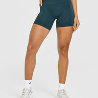 EnhanceLift™ Seamless Shorts with White Logo | Washed Oil Blue