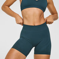 EnhanceLift™ Seamless Shorts with White Logo | Washed Oil Blue