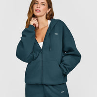 Foundations Zip Through Hoodie | Oil Blue