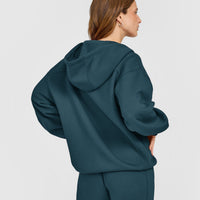 Foundations Zip Through Hoodie | Oil Blue