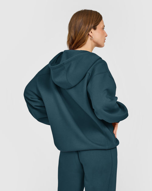 Foundations Zip Through Hoodie | Oil Blue