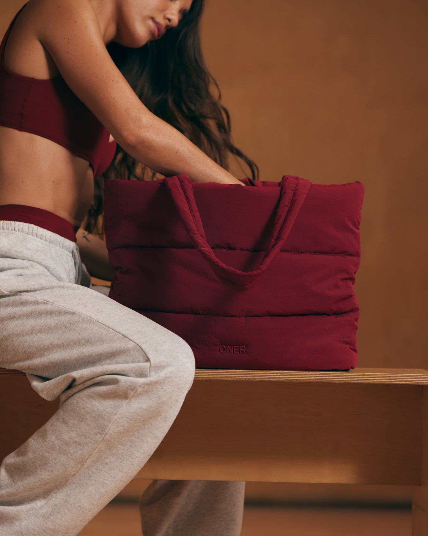 Quilted Tote Bag | Deep Cherry