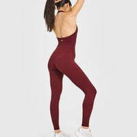 SoftMotion™ Halter Neck All In One Long with White Logo | Light Rosewood