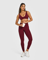 SoftMotion™ High Waisted Leggings with White Logo | Light Rosewood