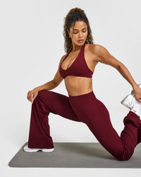 SoftMotion™ Minimal Halter Neck Bralette with White Logo | Light Rosewood