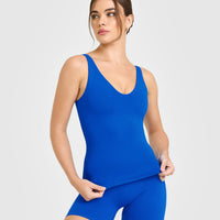SoftMotion™ Scoop Neck Vest with White Logo | Light Cobalt Blue