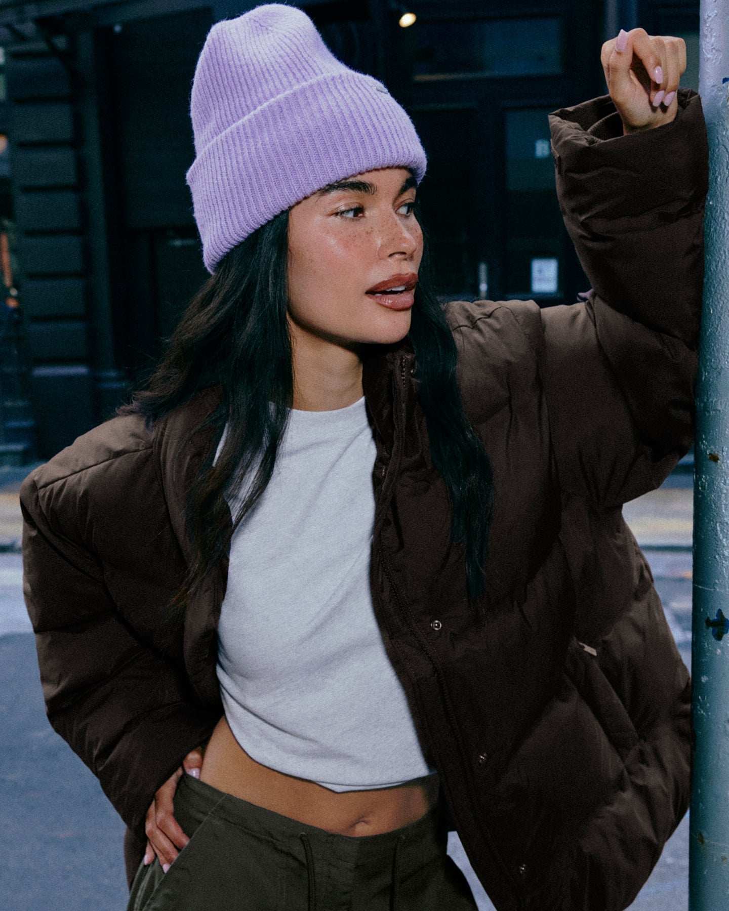 Wool Rib Knit Beanie | Lavender Purple
