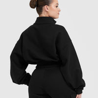 All Day Est 2020 Crop 1/4 Zip Sweatshirt | Black