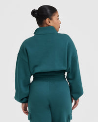 All Day Est 2020 Crop 1/4 Zip Sweatshirt | Marine Teal