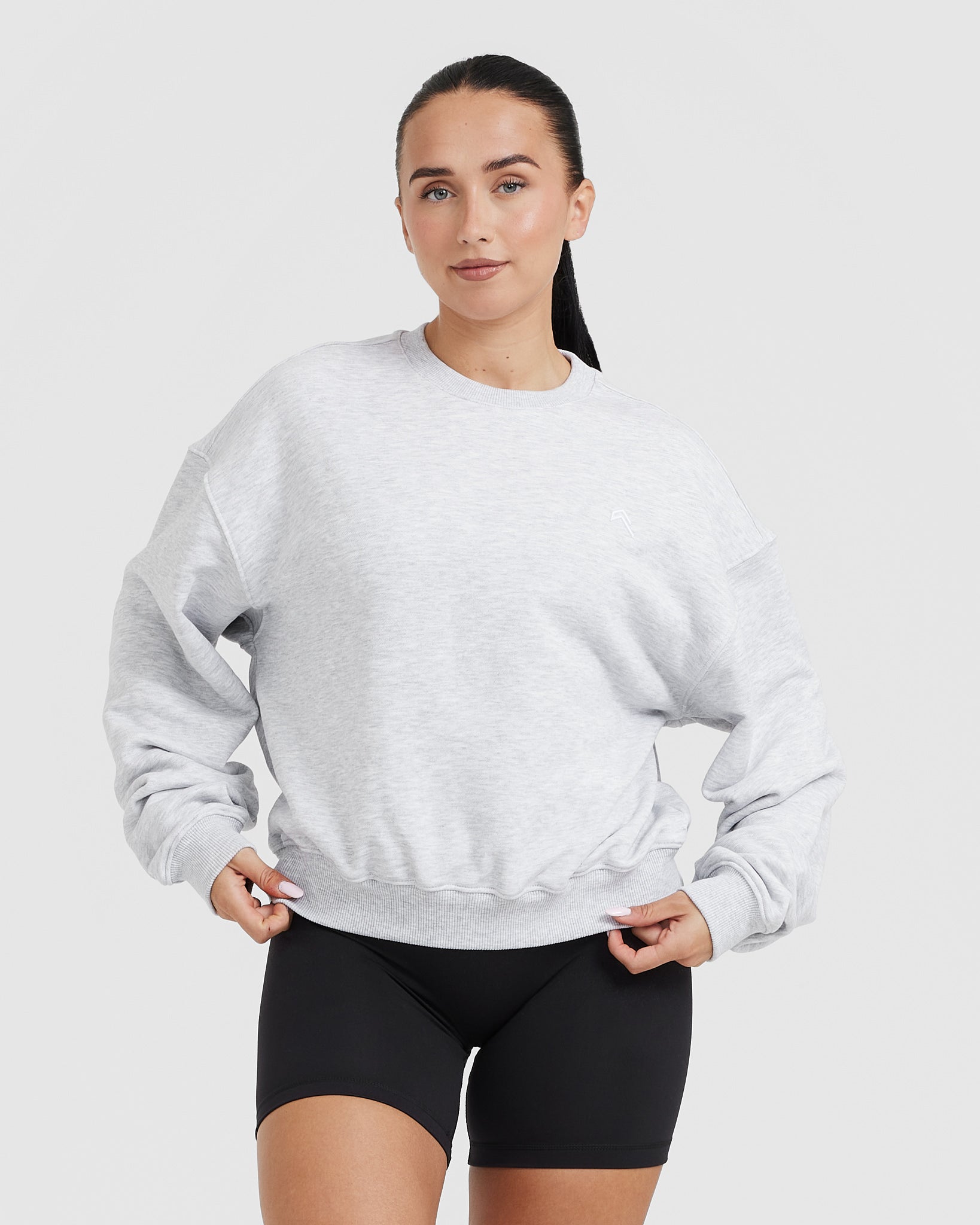 Grey Oversized Sweatshirt Women's in Light Grey Marl