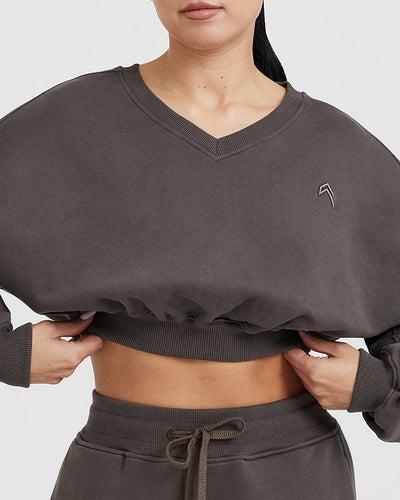 V neck cropped discount hoodie