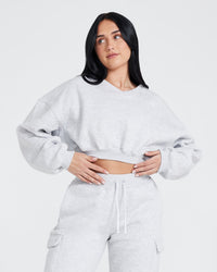 All Day Oversized V Neck Sweatshirt | Light Grey Marl