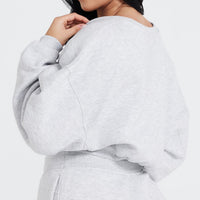 All Day Oversized V Neck Sweatshirt | Light Grey Marl