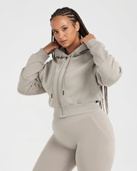 Classic Lounge Cropped Zip Through Hoodie | Warm Sand