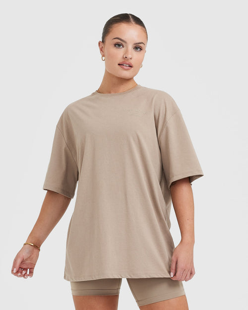 Oner Modal Classic Lifters Graphic Oversized Lightweight T-Shirt | Sandstone