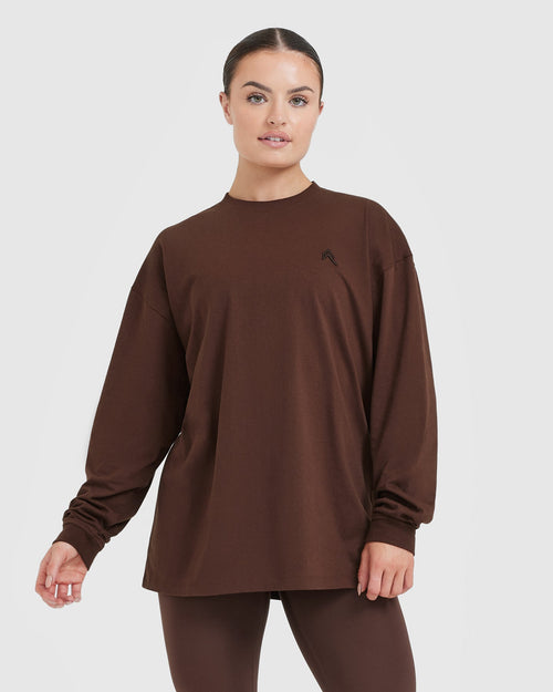 Oner Modal Classic Oversized Lightweight Long Sleeve Top | Espresso