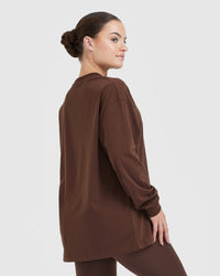 Classic Oversized Lightweight Long Sleeve Top | Espresso