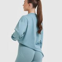 Classic Oversized Lightweight Long Sleeve Top | Steel Blue