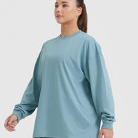 Classic Oversized Lightweight Long Sleeve Top | Steel Blue