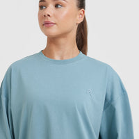 Classic Oversized Lightweight Long Sleeve Top | Steel Blue