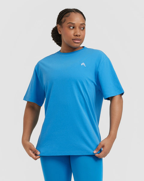 Women's Blue Solid Oversized Shirt