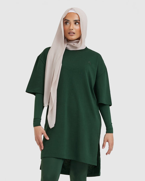 Oner Modal Classic Oversized Longline T-Shirt | Pine Green