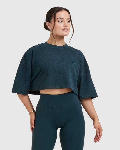 Oner Modal Classic Relaxed Crop Lightweight T-Shirt | Oil Blue