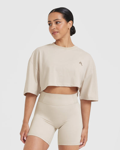 Classic Relaxed Crop Lightweight T-Shirt | Washed Sand