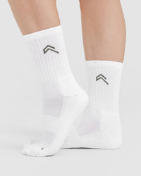 Crew Socks 2 Pack | White/Grey/Forest Green