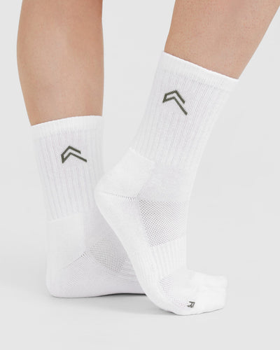 Crew Socks 2 Pack | White/Grey/Forest Green
