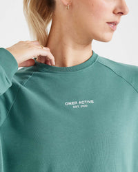 Graphic Oversized Long Sleeve Tee | Washed Mineral Green