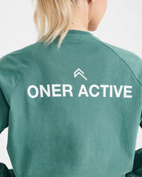 Graphic Oversized Long Sleeve Tee | Washed Mineral Green