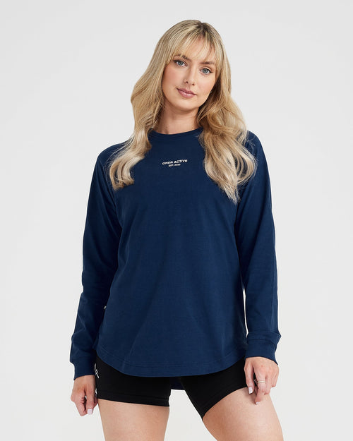 Oner Modal Graphic Oversized Long Sleeve Tee | Washed Midnight