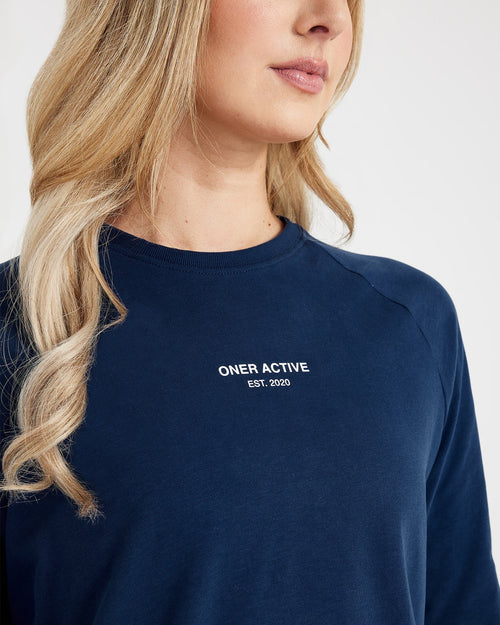 Graphic Oversized Long Sleeve Tee | Washed Midnight