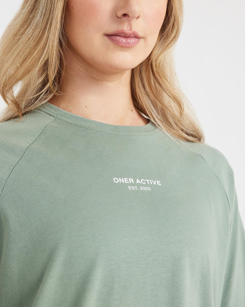 Graphic Oversized Long Sleeve Tee | Washed Sage