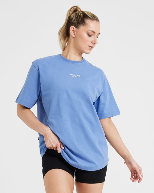 Oner Modal Graphic Oversized Short Sleeve Tee | Washed Light Denim