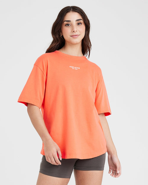 Oner Modal Graphic Oversized Short Sleeve Tee | Washed Peach Blossom