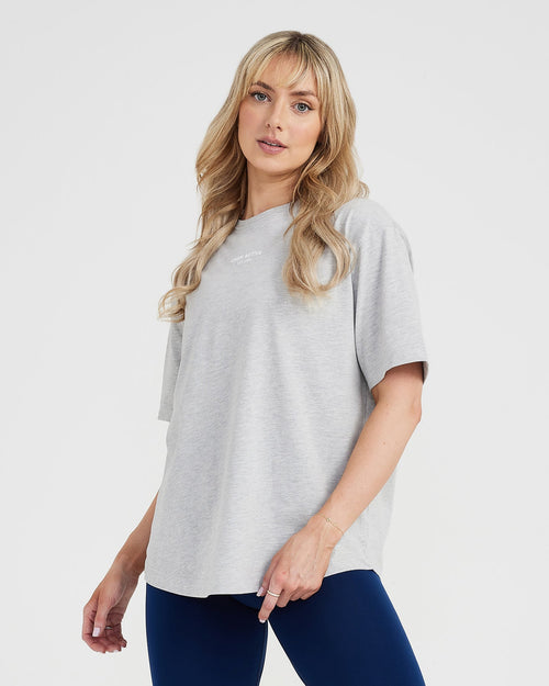 Oner Modal Graphic Oversized Short Sleeve Tee | Silver Marl
