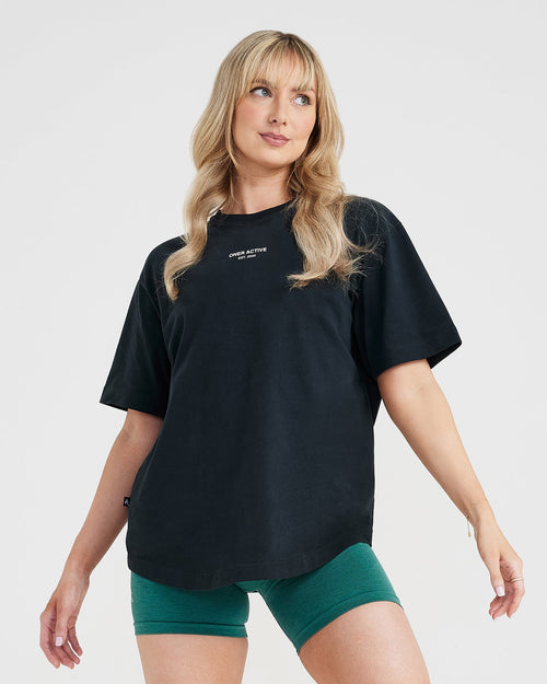 Oner Modal Graphic Oversized Short Sleeve Tee | Washed Black