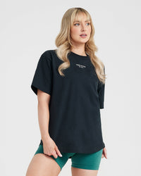 Graphic Oversized Short Sleeve Tee | Washed Black