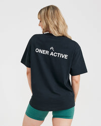 Graphic Oversized Short Sleeve Tee | Washed Black