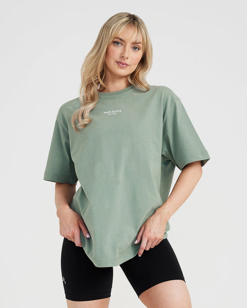 Oner Modal Graphic Oversized Short Sleeve Tee | Washed Sage