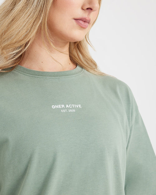 Graphic Oversized Short Sleeve Tee | Washed Sage