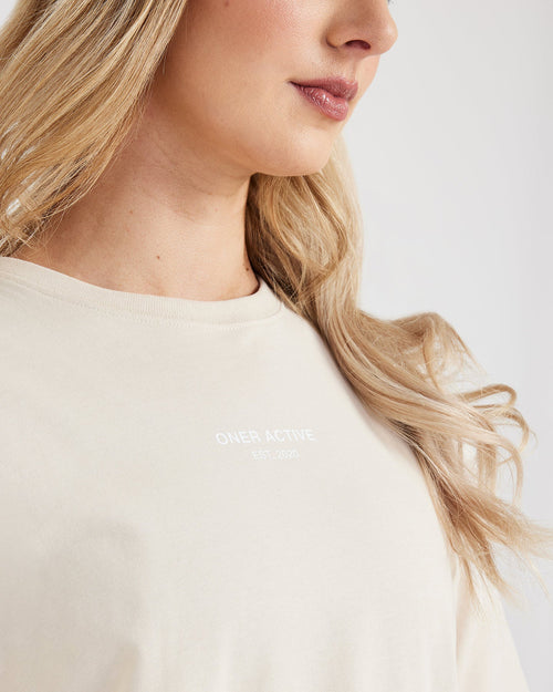 Graphic Oversized Short Sleeve Tee | Washed Sand
