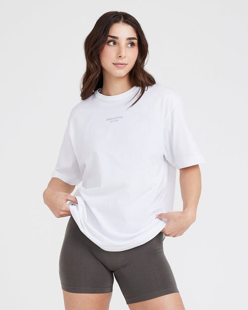 Oner Modal Graphic Oversized Short Sleeve Tee | White