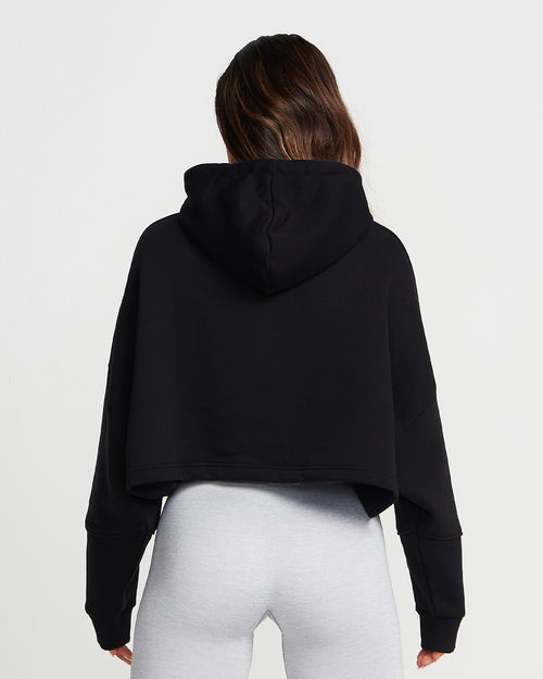 Classic Crop Zip Hoodie | Black