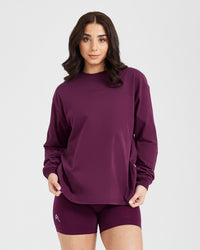 Classic Mirror Graphic Oversized Long Sleeve Top | Washed Ripe Fig