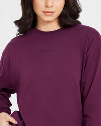 Classic Mirror Graphic Oversized Long Sleeve Top | Washed Ripe Fig