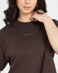Classic Mirror Graphic Oversized T-Shirt | Washed 70% Cocoa