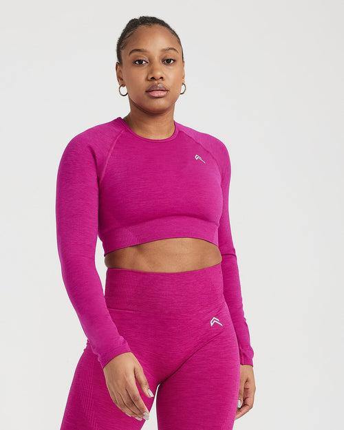 Oner Modal Classic Seamless 2.0 Long Sleeve Crop Top | Fuchsia Marl